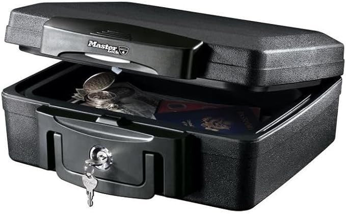 Portable Fireproof Waterproof Security Chest Key Lock Document Safe