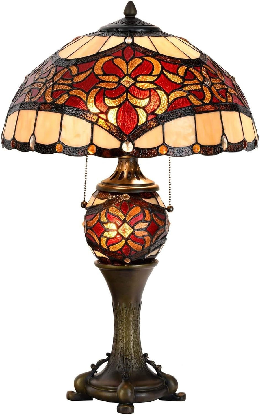 Tiffany Style Stained Glass Table Lamp, Handmade Vintage Decor