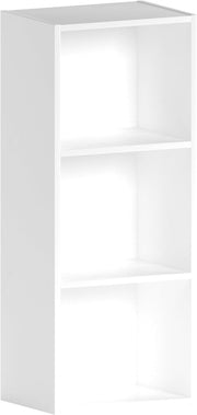 3 Tier White Wooden Cube Bookcase Small Storage Shelf for Living Room Office