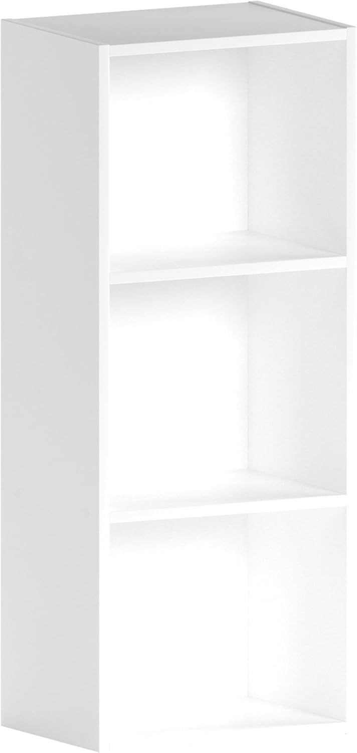 3 Tier White Wooden Cube Bookcase Small Storage Shelf for Living Room Office
