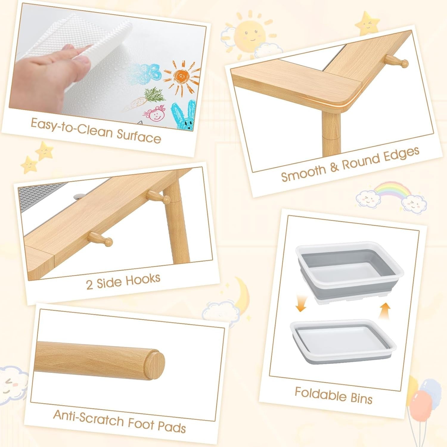 Kids Sensory Table & Chair Set with Sand, Water Bins, Paper Roll & Storage