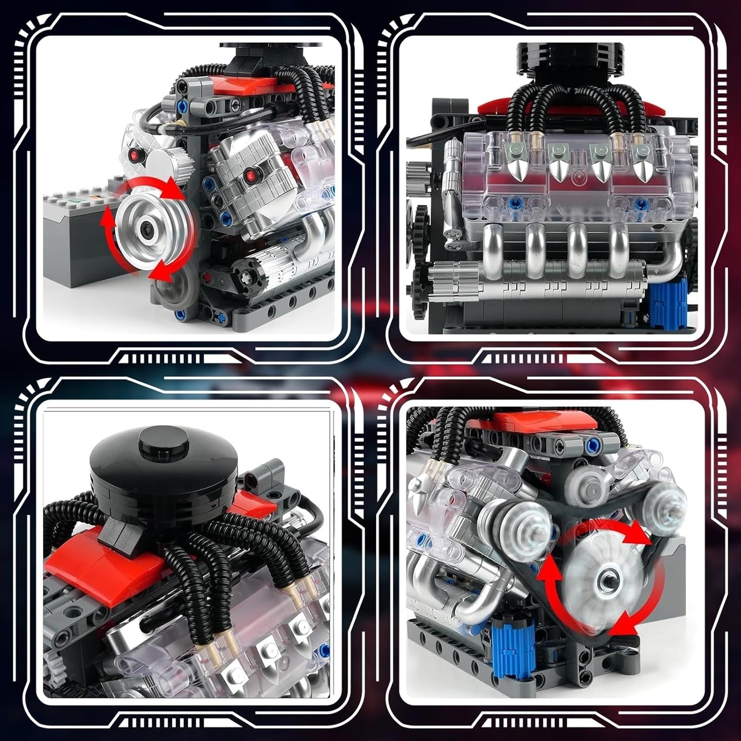 V8 Engine Model Kit 487pcs Buildable Working Motor Toy STEM Gift 10+