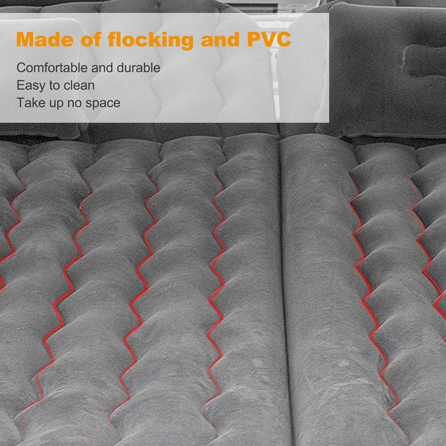 SUV Car Air Mattress Inflatable Back Seat Bed Flocking PVC Camping