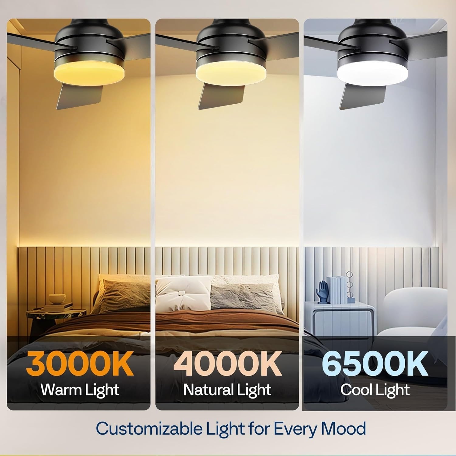VIVOHOME 42"" Ceiling Fan with Lights, Remote, 6 Speeds, 3CCT LED, Timer