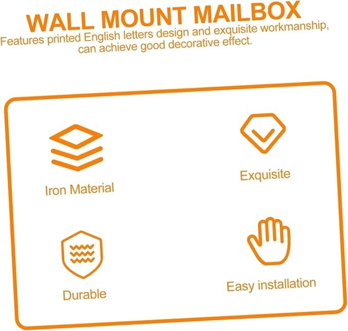 Wall Mounted Locking Mailbox Iron White Secure Outdoor Post Box Retro Design