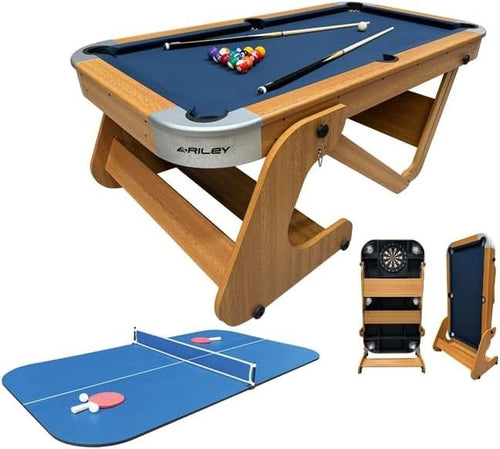 6FT 6in Folding Pool Table with Table Tennis Top Supersize Games