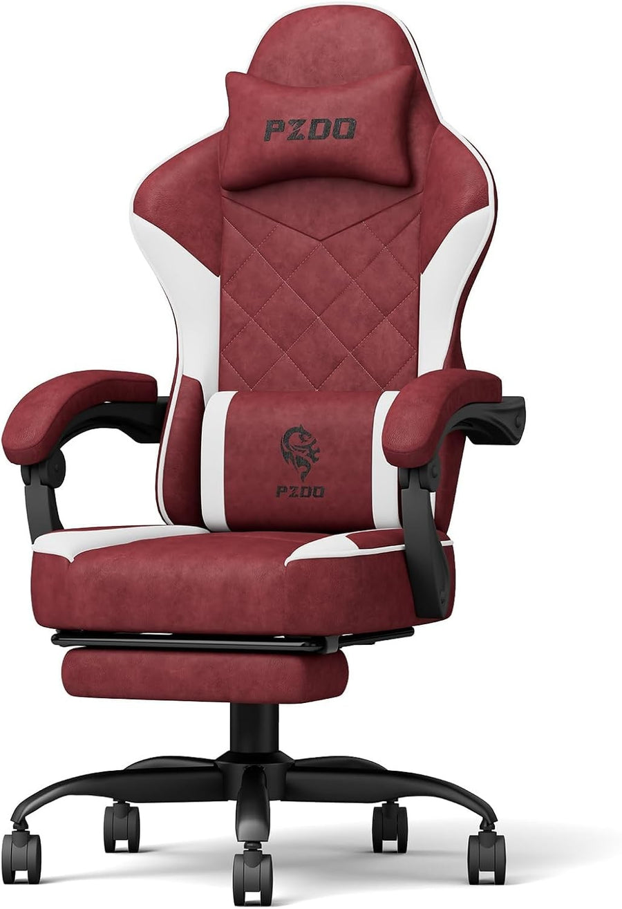 Reclining Gaming Chair with Footrest 300lbs Ergonomic Red