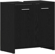 Modern Black Oak Bathroom Sink Cabinet – 60x33x60cm Under Sink Storage Unit