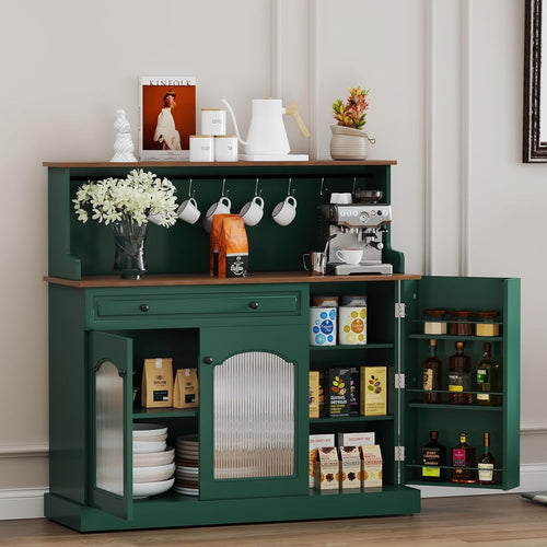 Kitchen Pantry Cupboard Microwave Cabinet Coffee Station Green