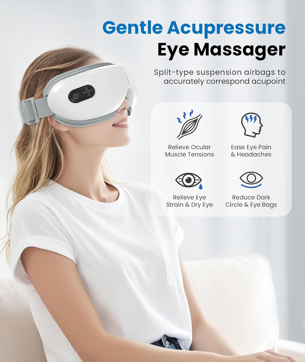 Heated Eye Massager Compression Bluetooth Remote Mask