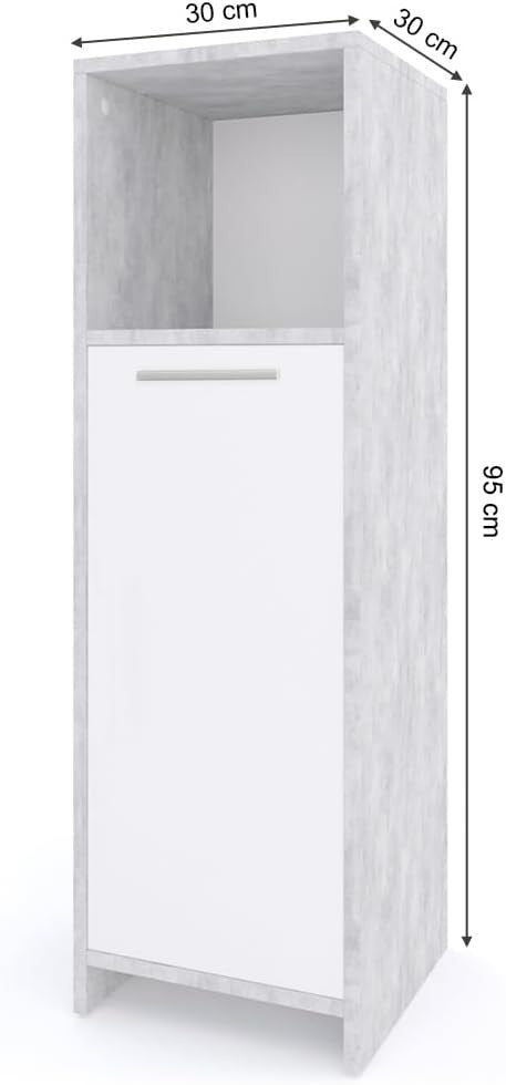 Space-Saving Bathroom Storage Cabinet with Door & Adjustable Shelf 30x95 cm