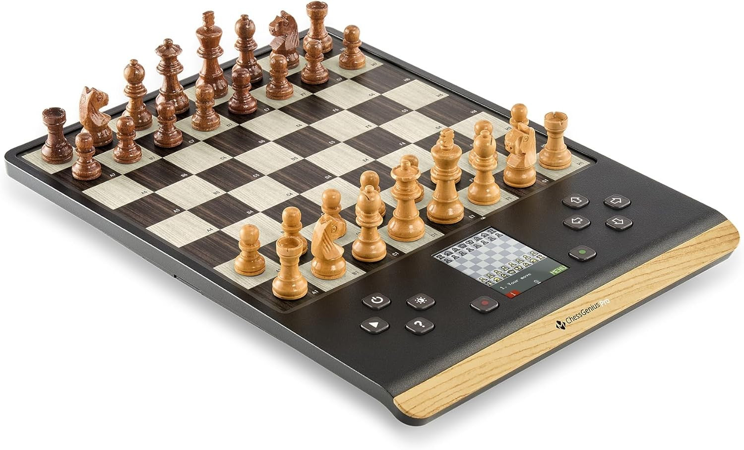 Premium Wooden Electronic Chess Computer – AI Training, LED Display, Portable