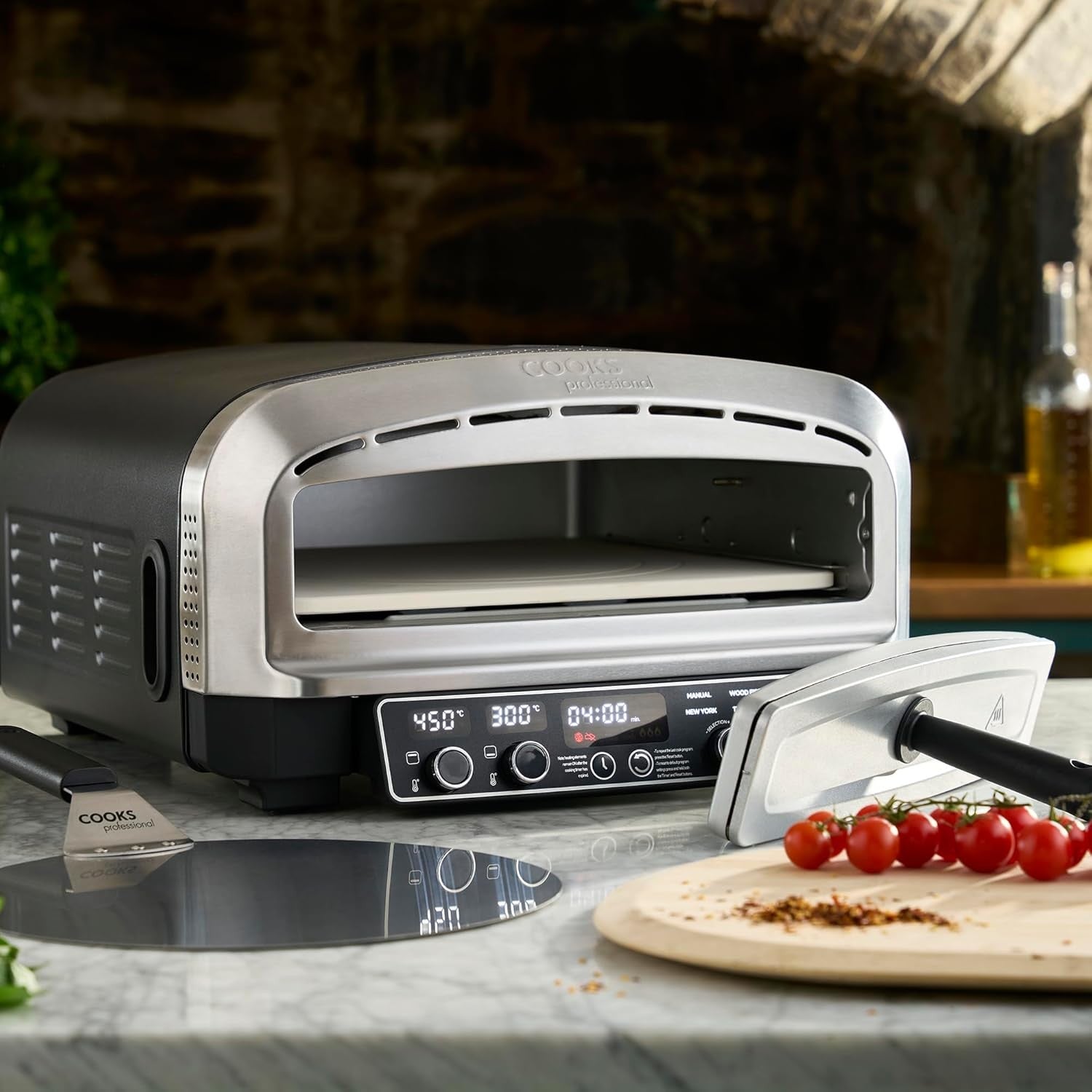 Electric Pizza Oven with Dual Heating & Peel | Indoor Outdoor Pizza Maker 450°C