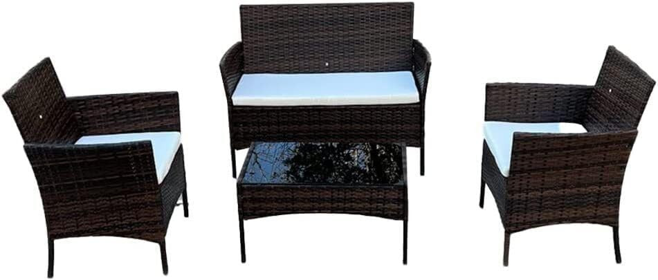4 Seater Rattan Garden Furniture Set Outdoor Sofa Chairs Table Cushions