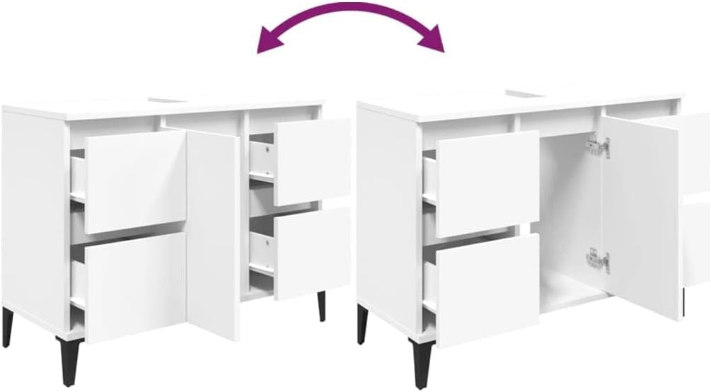 White Bathroom Sink Cabinet Vanity Unit with Drawers Cupboard Storage Modern