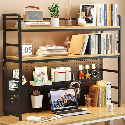 2-Tier Desktop Hutch Bookshelf Desk Organizer Rack for Office Home