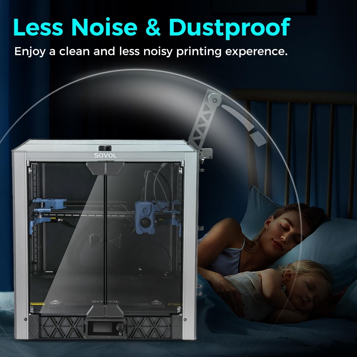 3D Printer Metal Enclosure Tempered Glass Noise Reduction Heat Control
