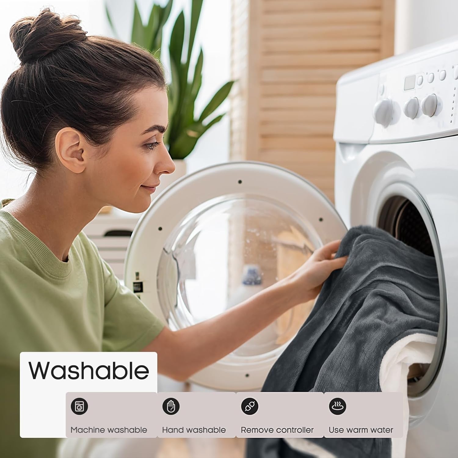 Extra Large Electric Heated Blanket 180x130cm 4 Heat Settings Timer Washable