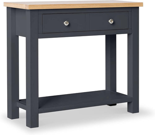 Wide Painted Oak Console Table with 2 Drawers & Lower Shelf, Hallway