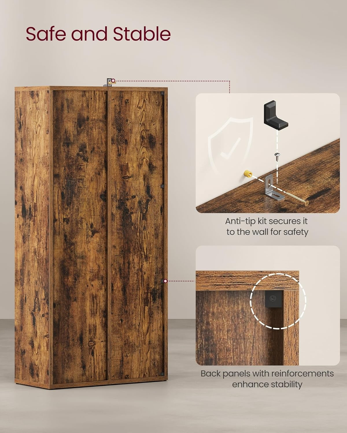 Rustic Brown 7-Compartment Bookcase | Modern Cube Storage Shelf for Home Office