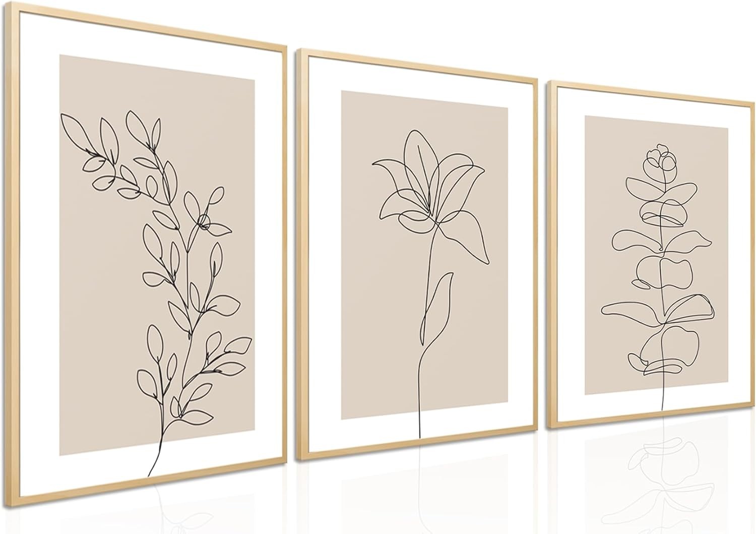 Neutral Botanical Wall Art Set of 3 12×16 in Floral Prints