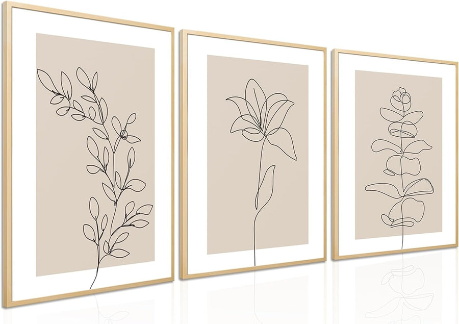 Neutral Botanical Wall Art Set of 3 12×16 in Floral Prints