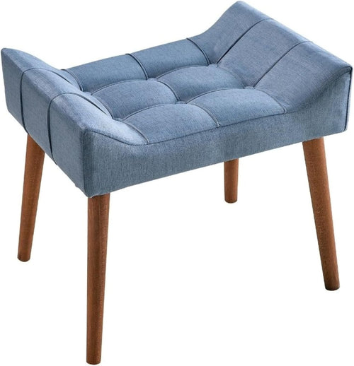 Blue Padded Dressing Table Stool Modern Vanity Makeup Chair Bedroom