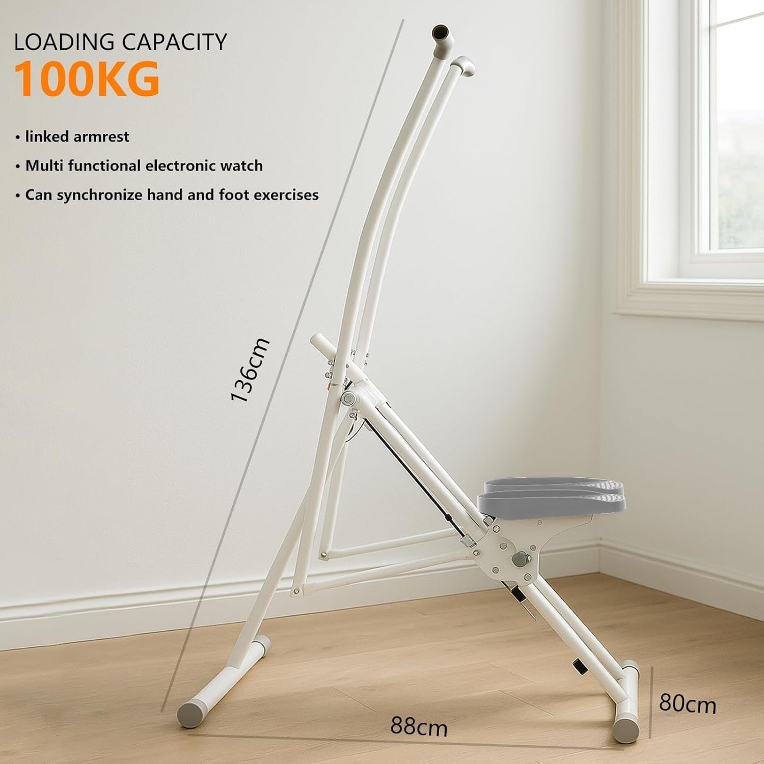Cross Trainer Stepper, Home Fitness Climber with Handrails & LCD Monitor