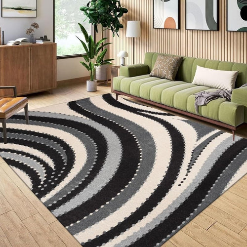 Modern Wave Rug 120x170cm Washable Non Slip Fluffy Indoor Area Carpet