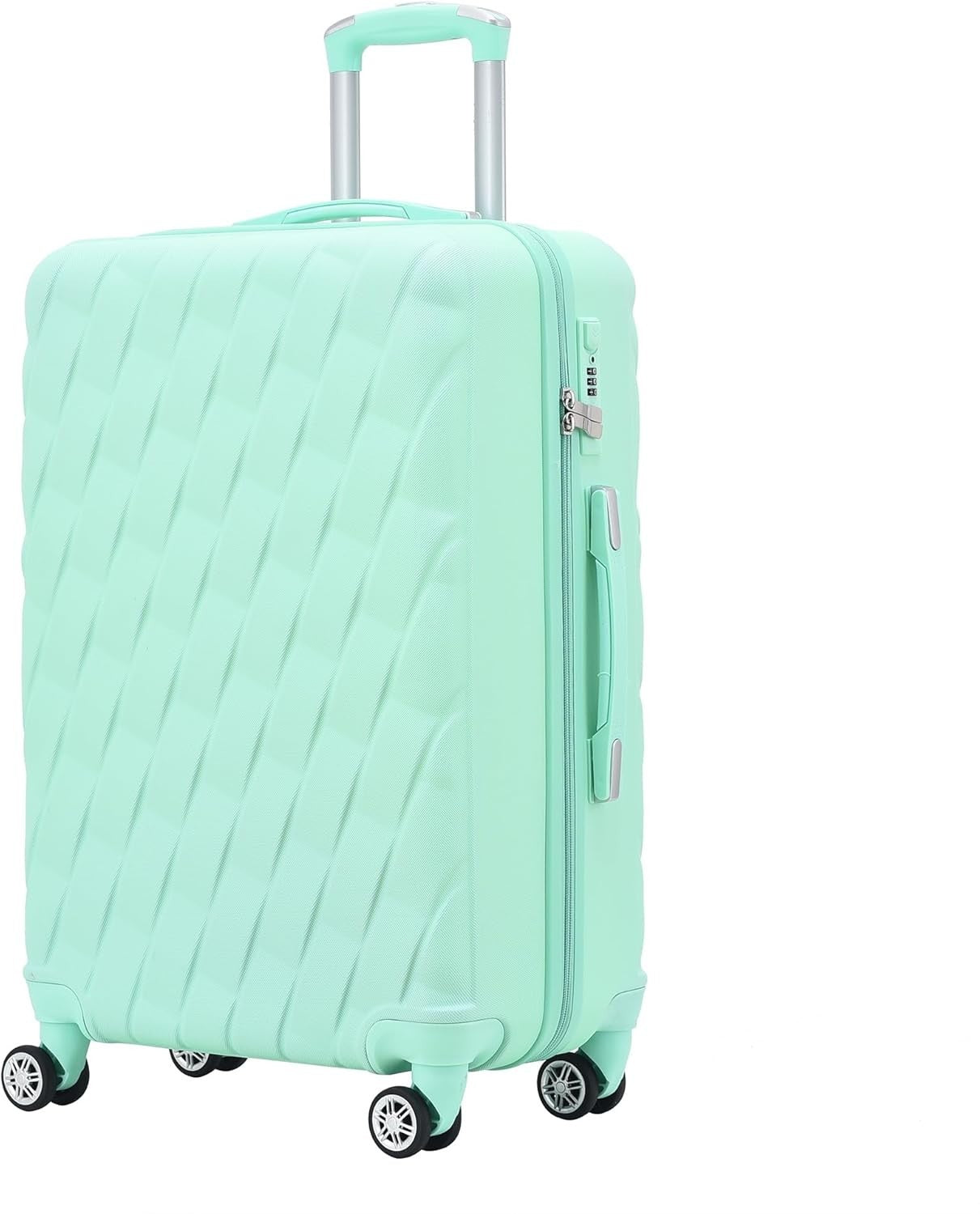 20 Inch Cabin Suitcase Hard Shell PC ABS 4 Dual Spinner Wheels Lock Green