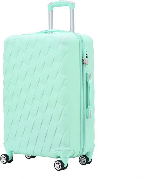 20 Inch Cabin Suitcase Hard Shell PC ABS 4 Dual Spinner Wheels Lock Green