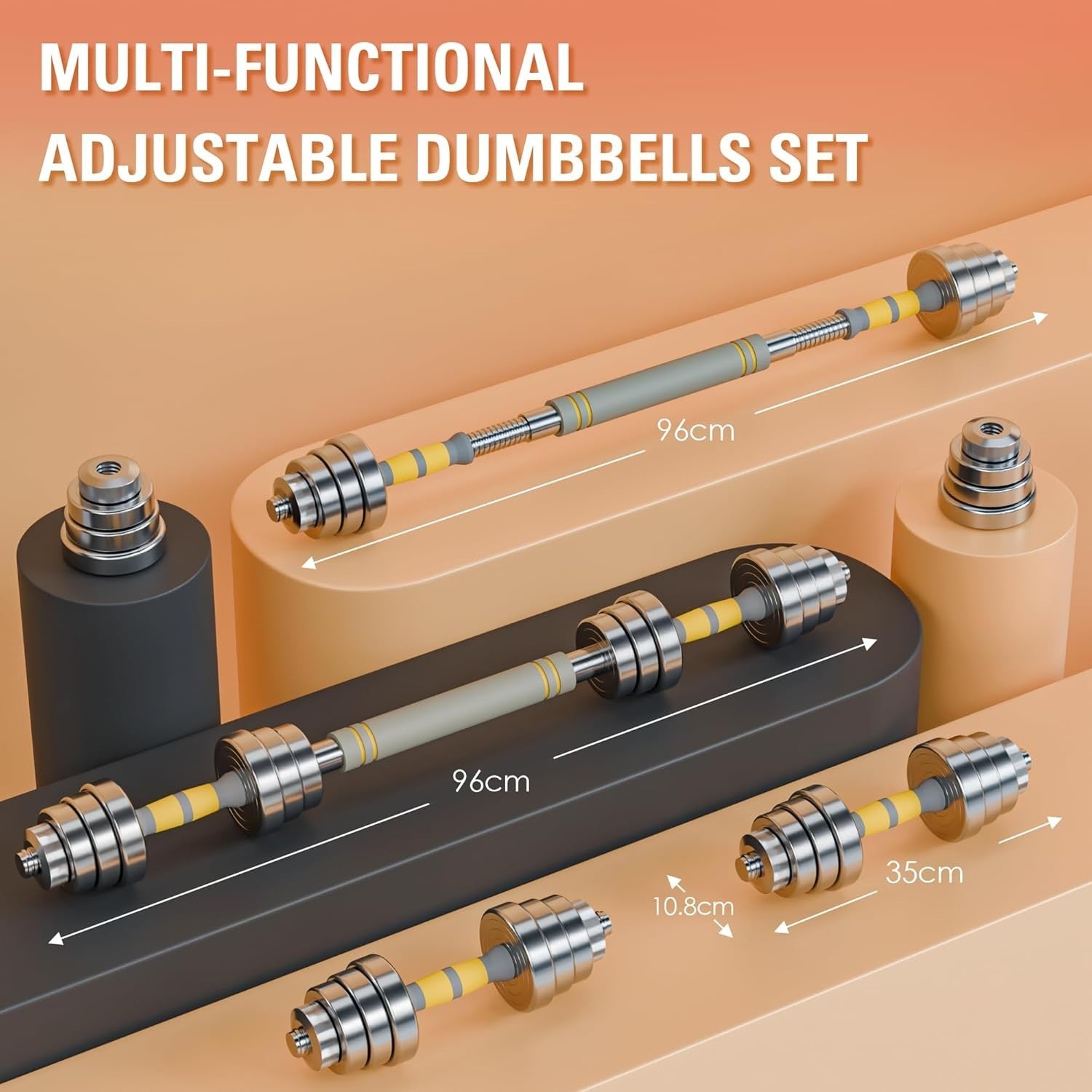20kg Adjustable Steel Dumbbells Barbell Set Compact Case Home Gym