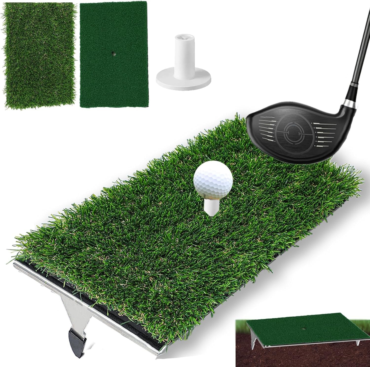 Golf Hitting Mat 2-in-1 Swing Path Trainer 35x23cm
