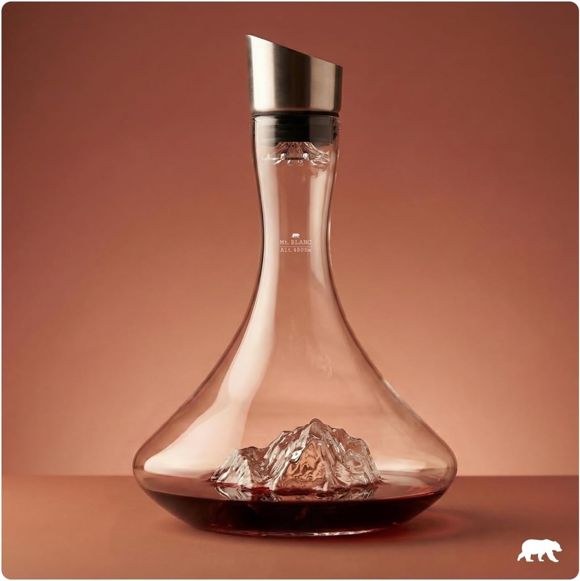 Luxury 1.8L Crystal Wine Decanter Hand-Blown Mountain Base | Aerator & Stopper