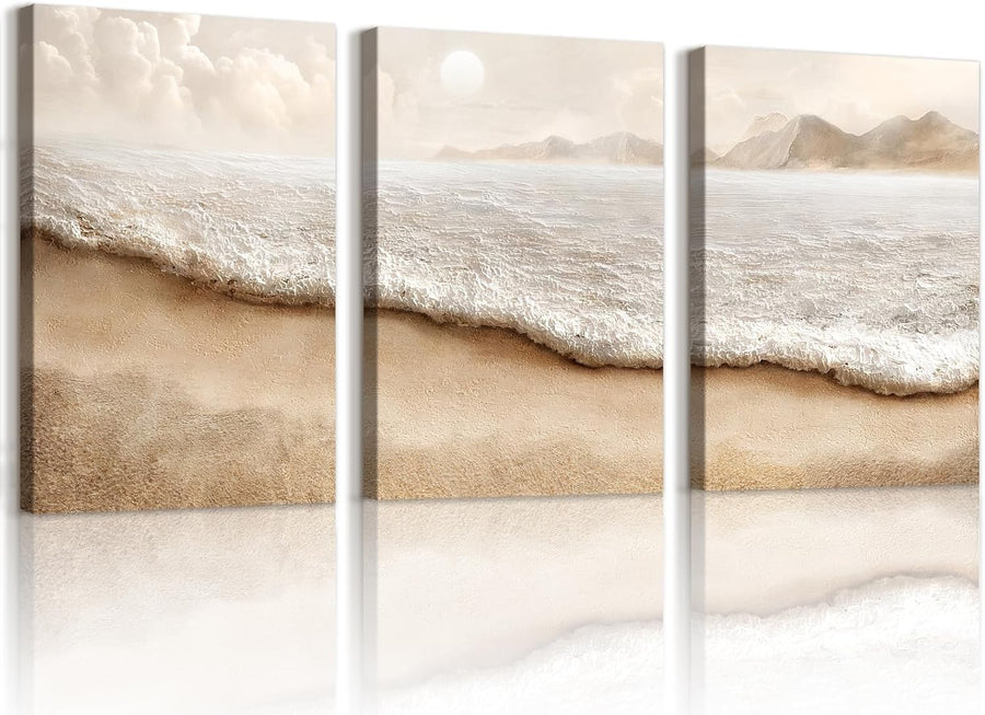 Boho Beach Coastal Wall Art Set of 3 Framed 40x60cm