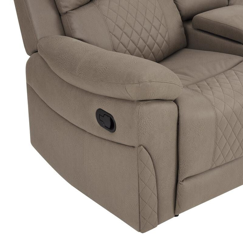 3 Seater Manual Recliner Sofa Light Brown Air Leather Padded Lounger