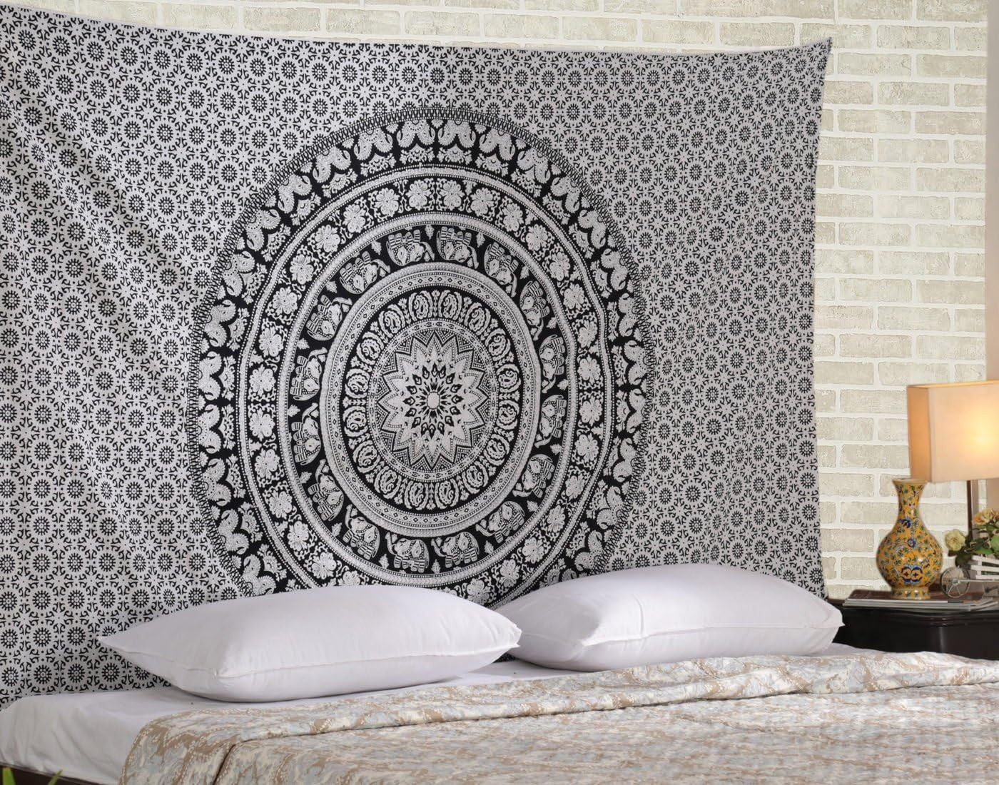 Cotton Elephant Mandala Wall Tapestry Boho Bedspread 60x50