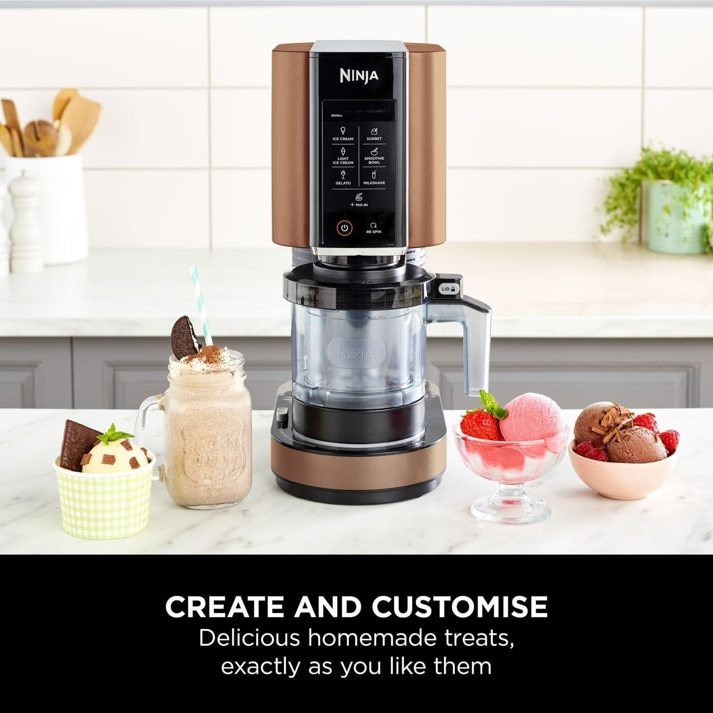 Ice Cream Maker Machine 1.4L 7 Programs Gelato Sorbet Frozen Desserts