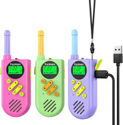 Kids Walkie Talkies 3 Pack Rechargeable Long Range 2 Way Radio VOX Toy