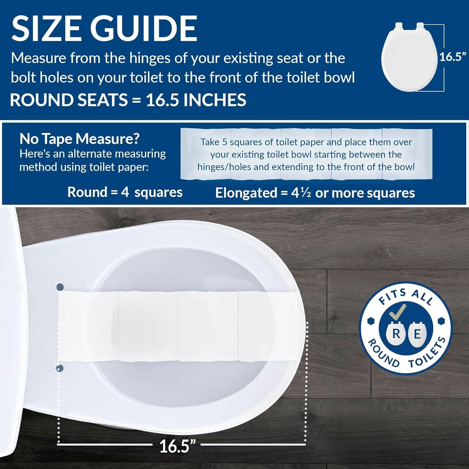 Biscuit Round Toilet Seat | Durable Wood, Easy Clean Twist Lock Hinges
