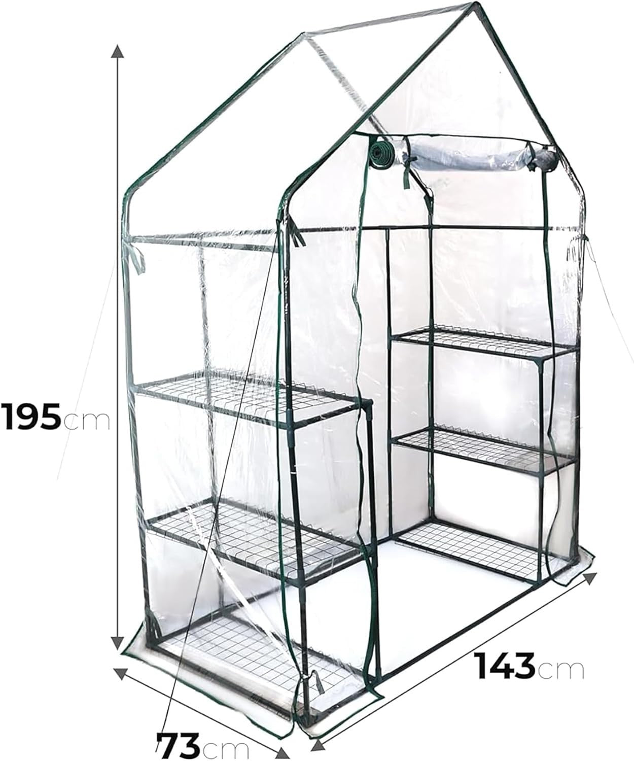 3 Tier Walk-In Greenhouse PVC Cover | Large Garden Growhouse with Metal Frame
