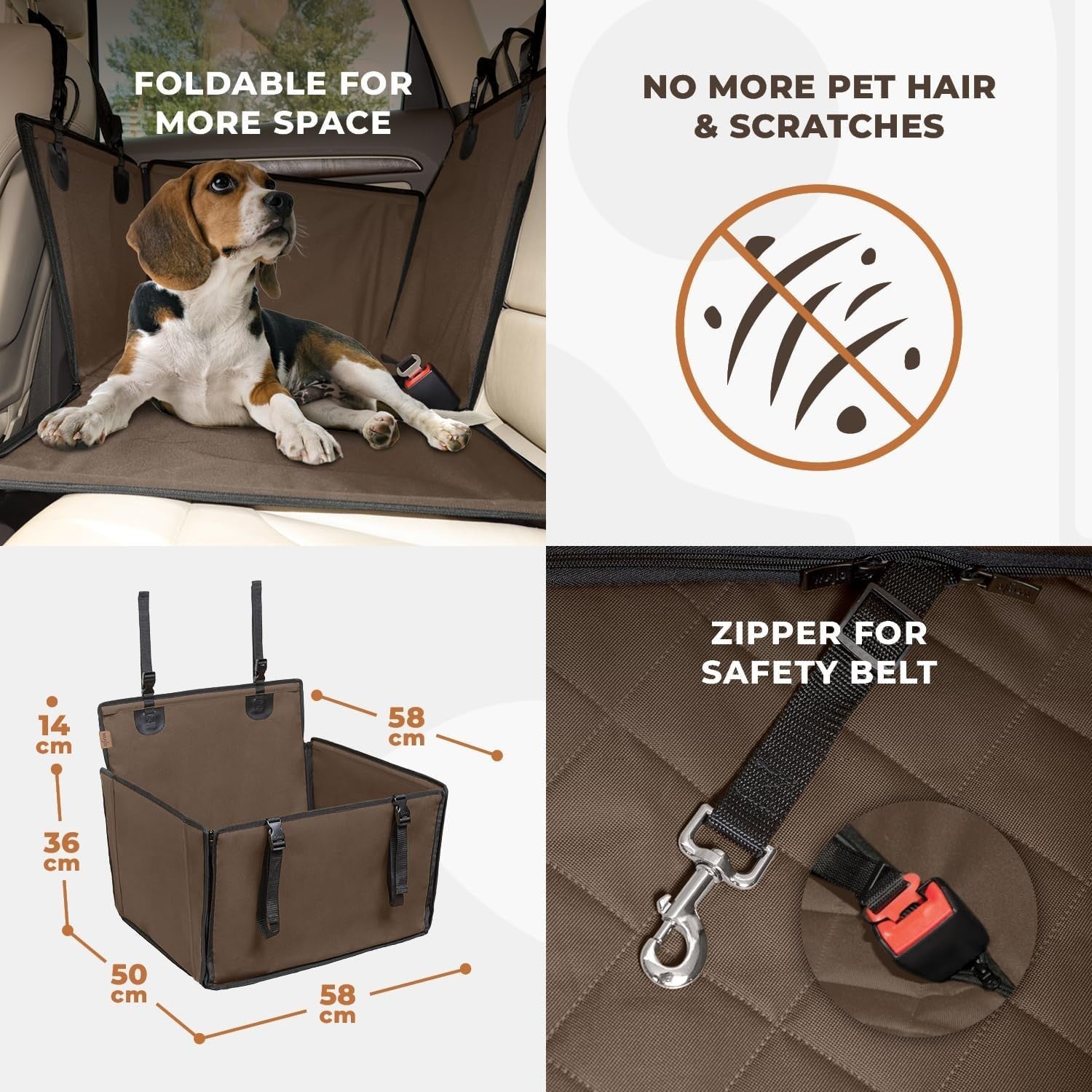 Waterproof Dog Car Seat Booster Travel Bed Safety Belt Medium Dogs