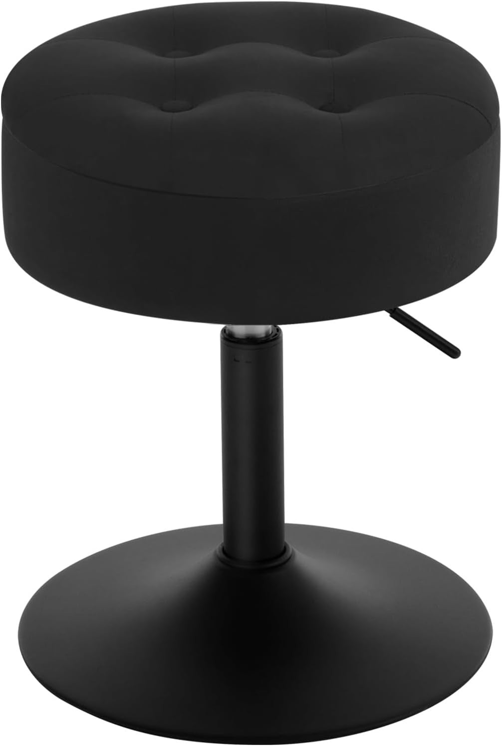 Black Velvet Swivel Vanity Stool with Storage Round Adjustable Makeup Seat