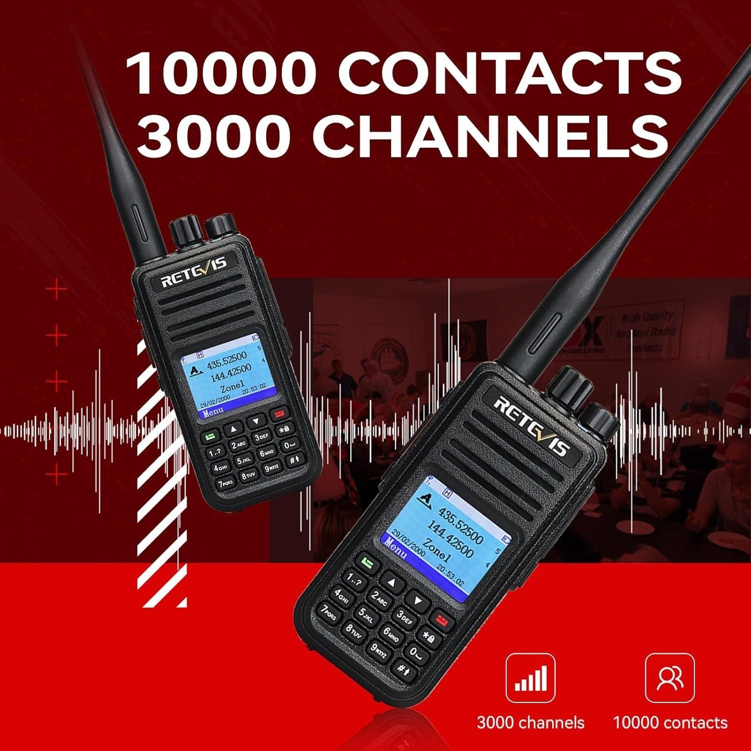 DMR Digital Walkie Talkie Dual Band 3000 Channel Recording Radio