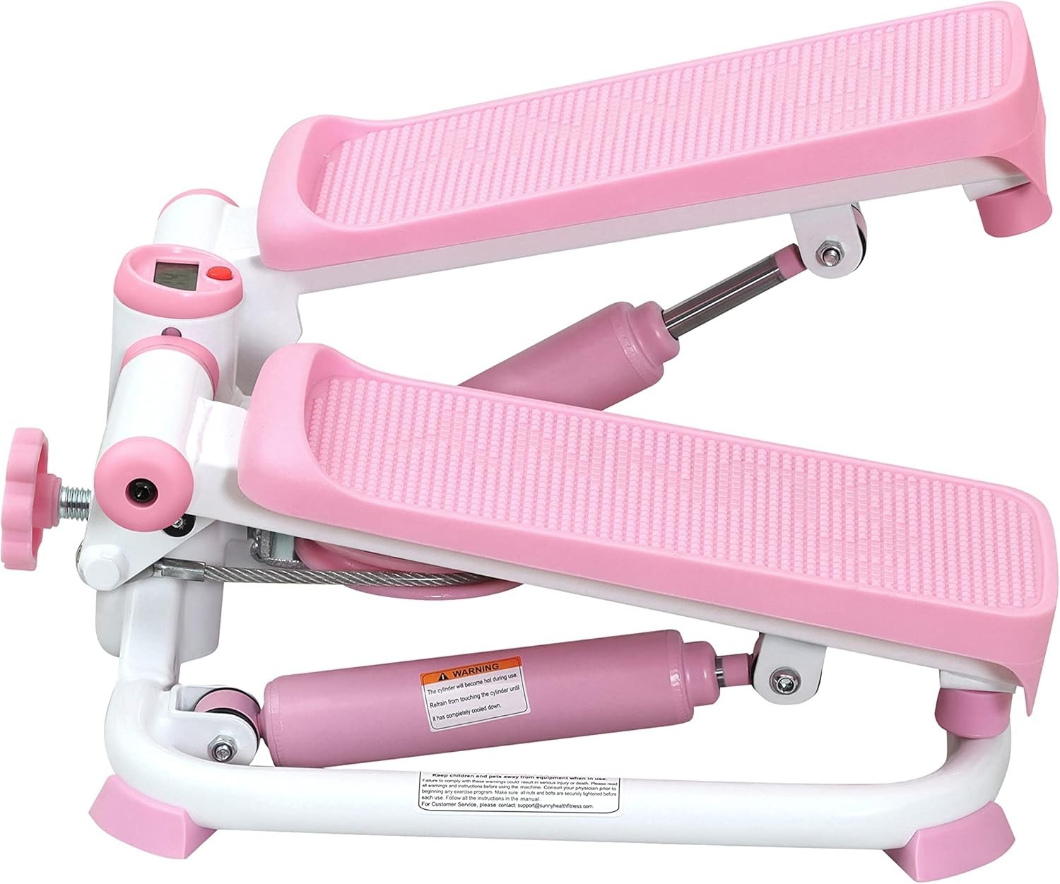 Pink Mini Stair Stepper for Home w/ LCD Monitor, Quiet Motion & Height Adjust