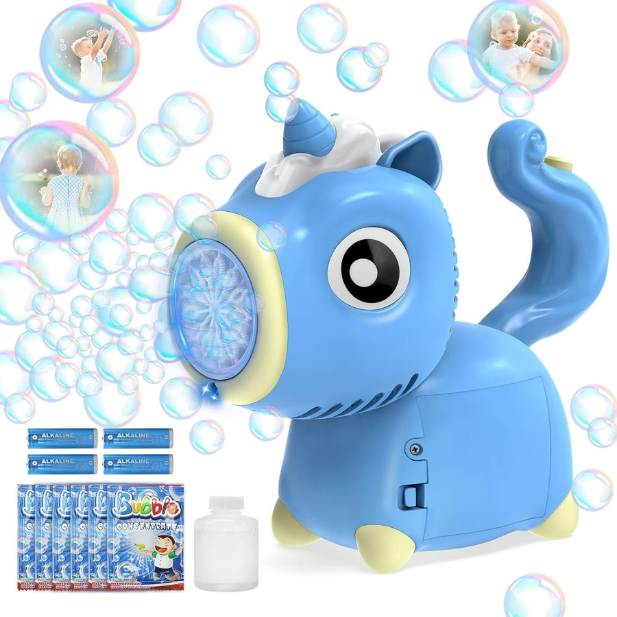 Unicorn Bubble Machine with Lights 10000 Bubbles Blue