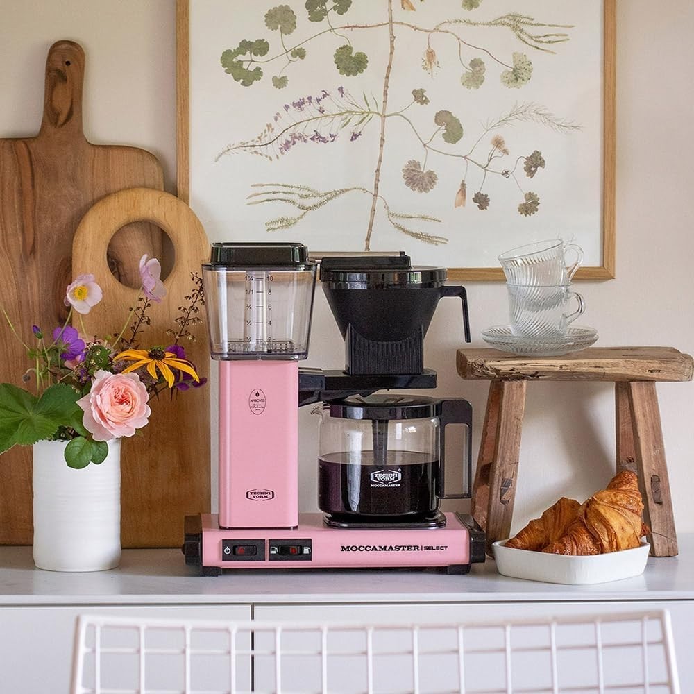Premium Drip Coffee Maker 1.25L | Fast Brew, Quiet Operation, Pink Finish