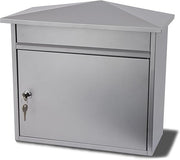 Lockable Wall Postbox Silver Weatherproof Large Slot 359x349x206mm