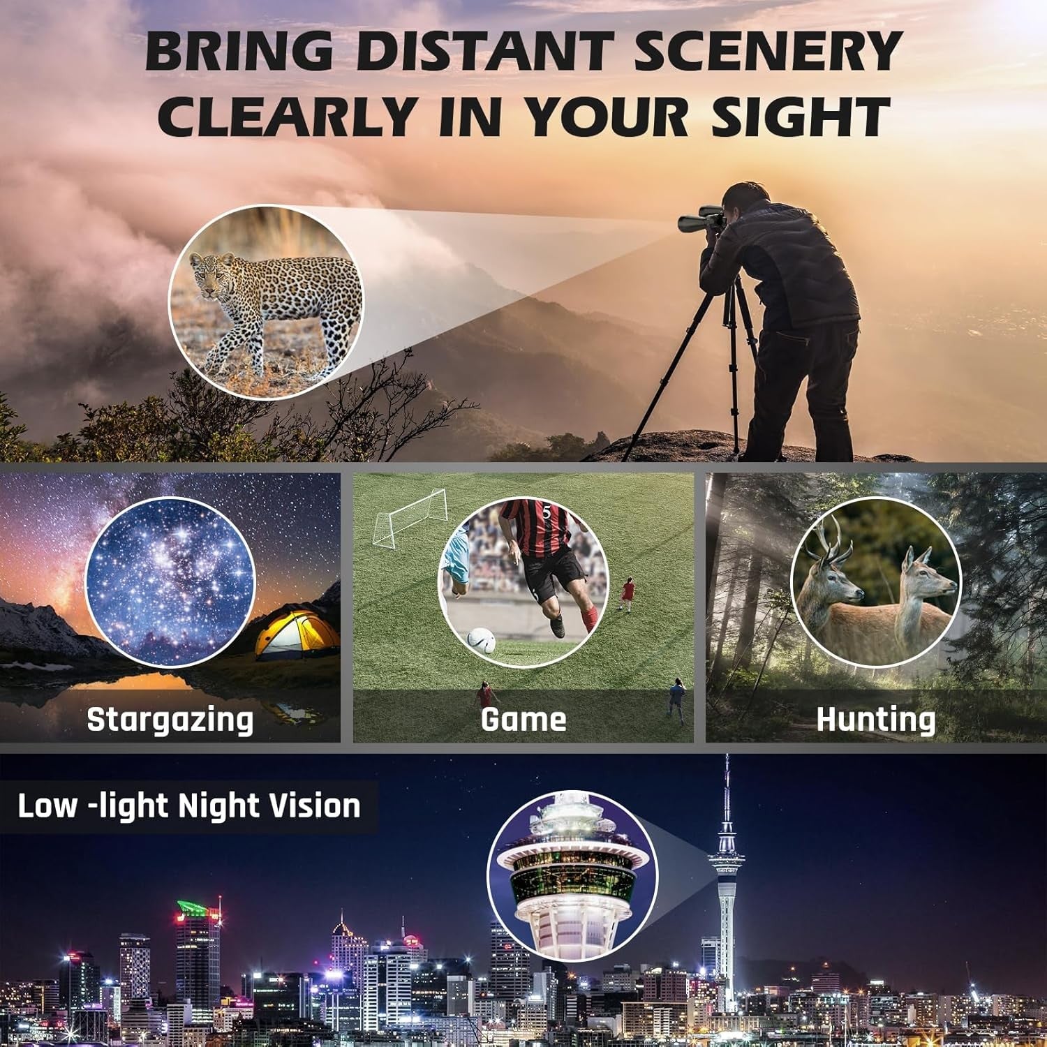 18x70 HD Astronomy Binoculars Waterproof Fogproof Tripod Phone Adapter Long Rang