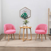 Pink Velvet Accent Chairs Set of 2 Small Tub Armchairs Wood Legs
